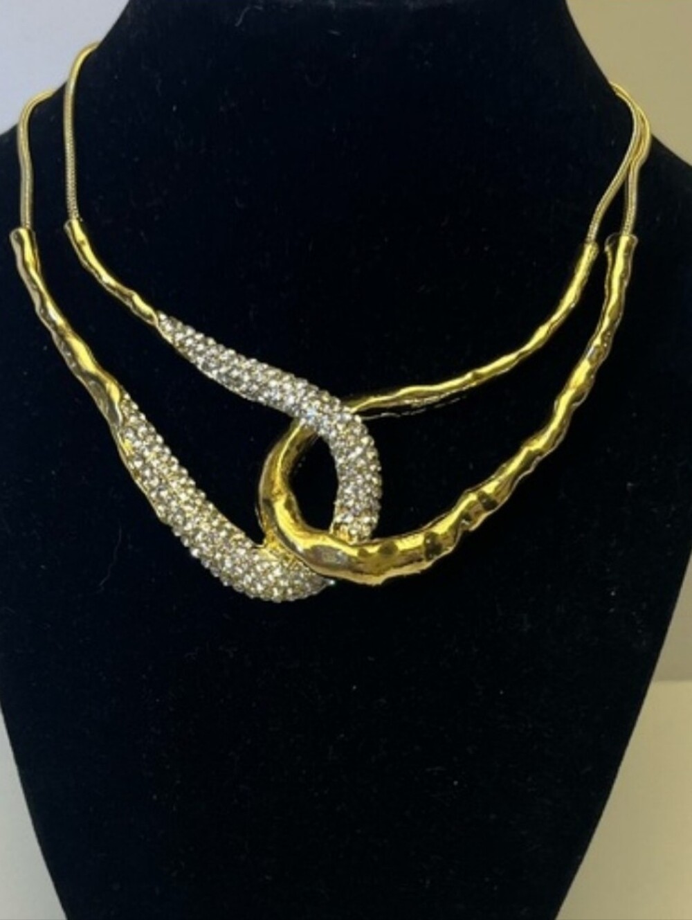 Natasha Gold and Silver Crystal Interlock Necklace Bnwt HL